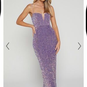 Showpo Strapless Purple Sequin Dress